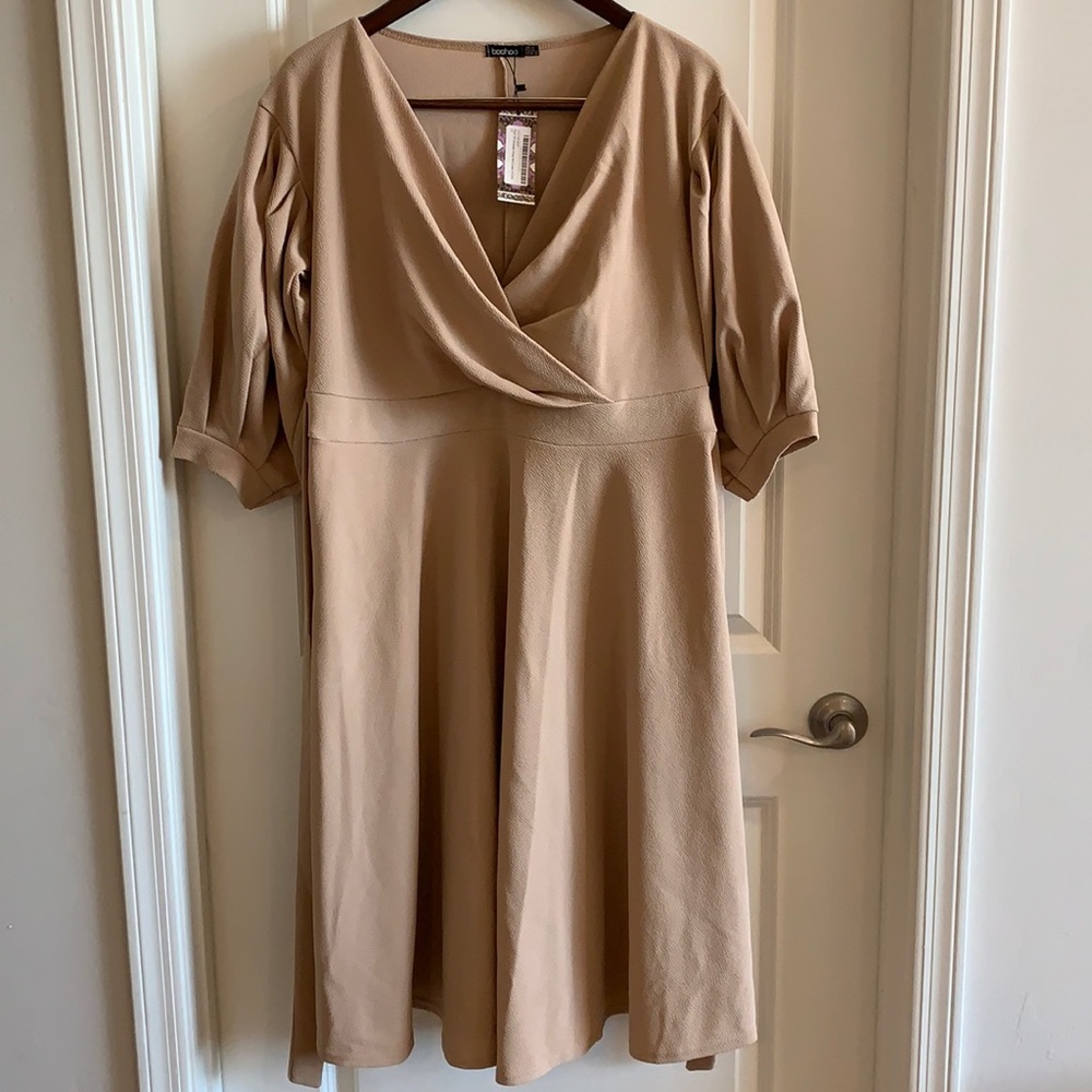 Boohoo Off Shoulder Wrap Midi Dress